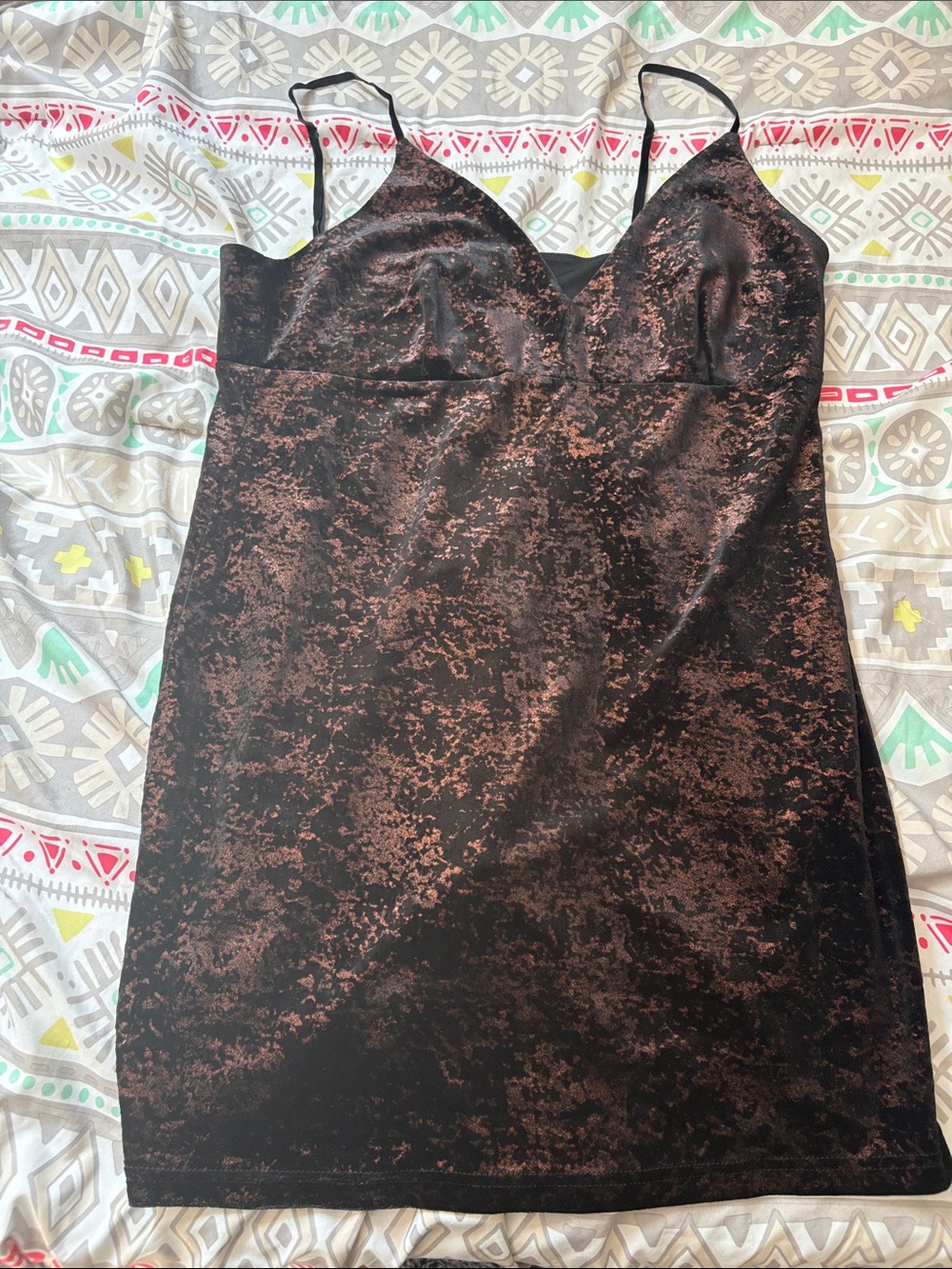 Steve Madden Black and Rust Velvet Slip Dress